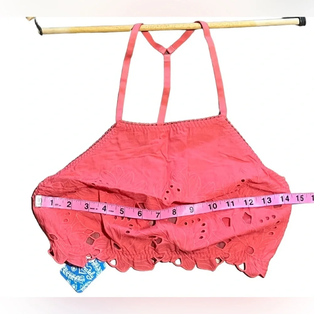 FREE PEOPLE Intimately June High Neck bralette Kiss Kiss coral Medium NWT - Picture 7 of 13
